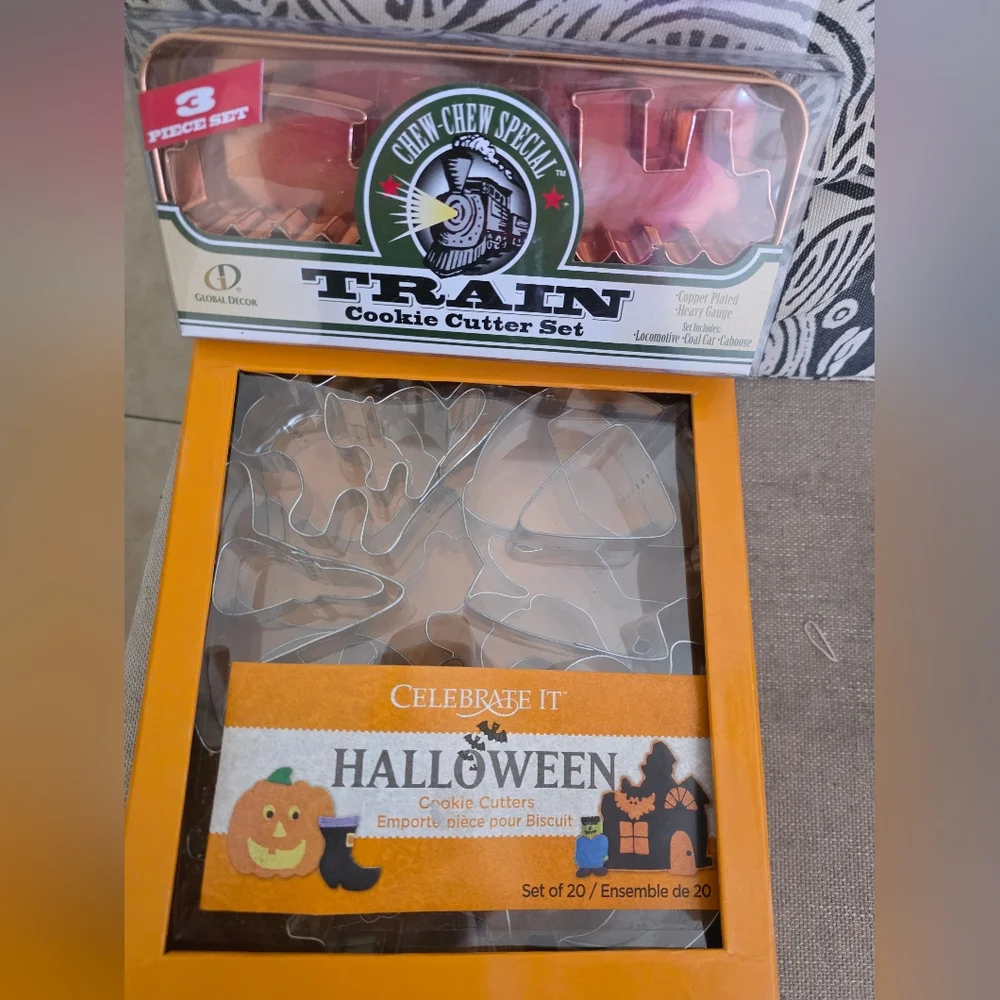 Celebrate It Halloween And Train Cookie Cutter Sets - Copper and Silver